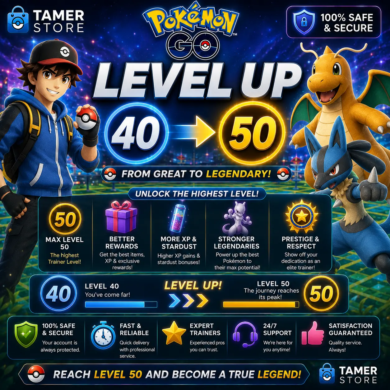 Boost Your Level: Expert Service from 40 to 50 in Pokémon GO